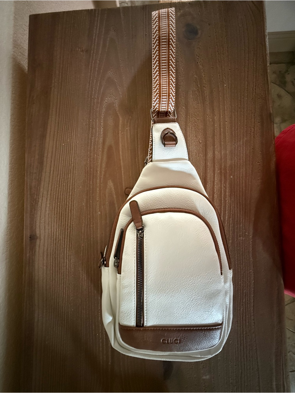 Cluci Sling Bag Cream Brown Crossbody Chest Bag Belt Bag